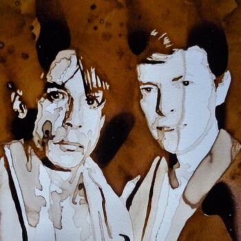Pintura intitulada "Iggy Pop & David Bo…" por Joany Régibier, Obras de arte originais, Aquarela