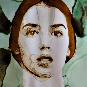 Malerei mit dem Titel "Isabelle Adjani - P…" von Joany Régibier, Original-Kunstwerk, Aquarell