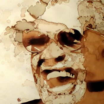 Painting titled "Ray Charles (2014)" by Joany Régibier, Original Artwork, Watercolor