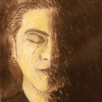 Desenho intitulada "Mágoa nocturna" por João Bernardo, Obras de arte originais, Pastel