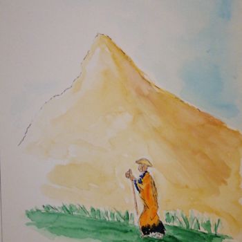 Pintura intitulada "A Montanha Silencio…" por João Bernardo, Obras de arte originais, Aquarela