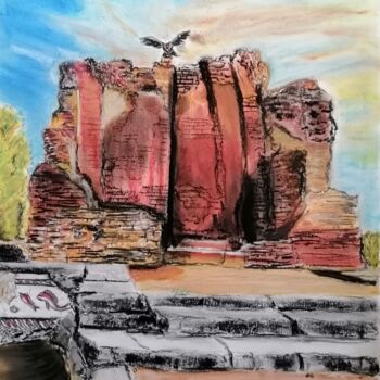 Desenho intitulada "Ruinas de Milreu -…" por João Bernardo, Obras de arte originais, Pastel