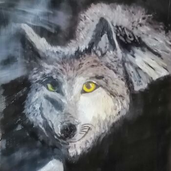 Painting titled "A Noite do Lobo" by João Bernardo, Original Artwork, Oil