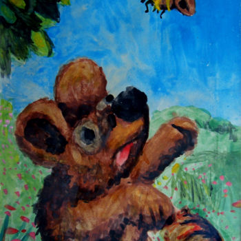 Painting titled "Urso Juliano com fa…" by Escobar, Original Artwork