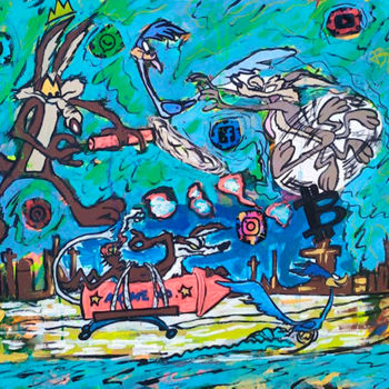 Pittura intitolato "Wile e. Coyote" da João Miranda, Opera d'arte originale, Acrilico