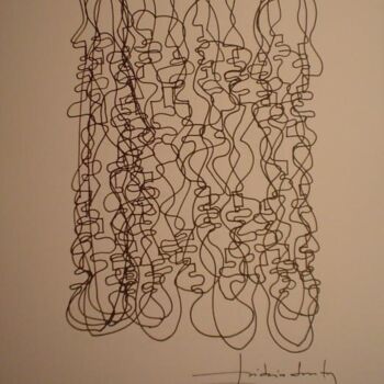Dessin intitulée "Lines on faces II" par João Videira Santos, Œuvre d'art originale