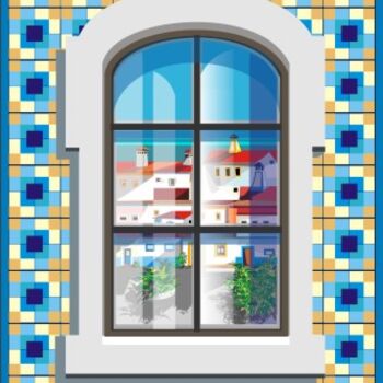 Desenho intitulada "janela, azulejos" por João Beja, Obras de arte originais