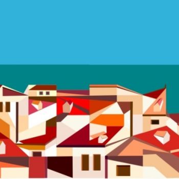 Desenho intitulada "telhados de lisboa" por João Beja, Obras de arte originais
