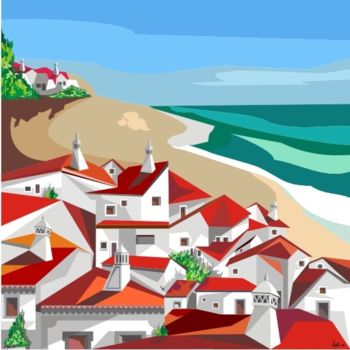 Desenho intitulada "praia da falésia" por João Beja, Obras de arte originais