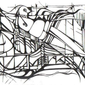 Desenho intitulada "passaros, 4" por João Beja, Obras de arte originais