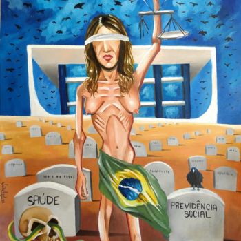 Peinture intitulée "Injustiça" par João Carlos, Œuvre d'art originale, Huile