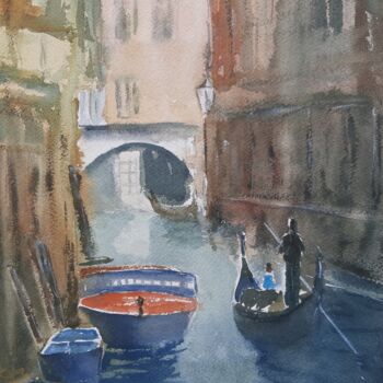 Painting titled "Canal" by Joaquim Pancho, Original Artwork, Watercolor