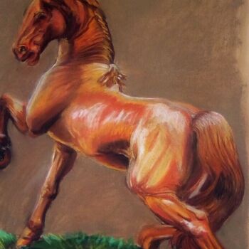 Schilderij getiteld "Coper  horse pastel" door Joaquín A. Sales, Origineel Kunstwerk, Pastel