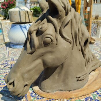 Sculpture titled "Horse head" by Joaquín A. Sales, Original Artwork, Terra cotta