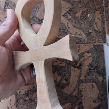 Sculpture titled "Croix egiptien Ank" by Joaquín A. Sales, Original Artwork, Wood