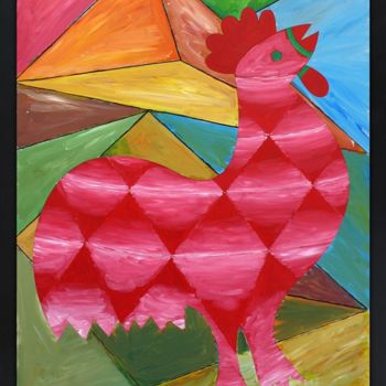 Pintura titulada "Gallo Rosa" por Joaquín Prior Art, Obra de arte original, Acrílico