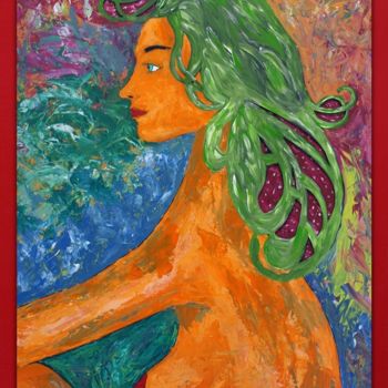 Painting titled "Dama art nouveau co…" by Joaquín Prior Art, Original Artwork, Acrylic