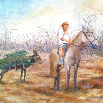 Painting titled "Homem do Campo" by Joaz Silva, Original Artwork, Oil