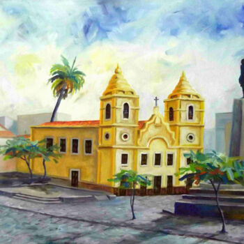 Painting titled "Igreja N-Senhora da…" by Joaz Silva, Original Artwork, Oil