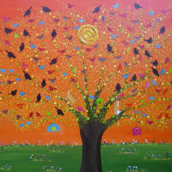 Peinture intitulée "l'arbre de vie" par Jo  Baumann, Œuvre d'art originale