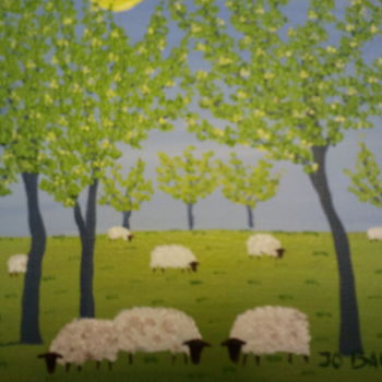 Peinture intitulée "sous les arbres" par Jo  Baumann, Œuvre d'art originale