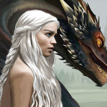 Digital Arts titled "khaleesi" by Jocelyn Bouget (crealab), Original Artwork, Digital Painting