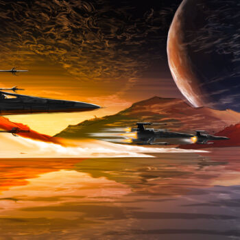 Digital Arts titled "x wing" by Jocelyn Bouget (crealab), Original Artwork, Digital Painting