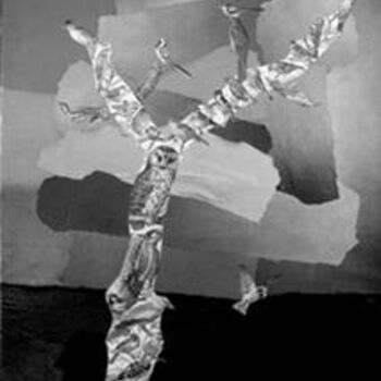 Collages intitulée "arbre-gris.jpg" par Jocelyne Chambellan, Œuvre d'art originale