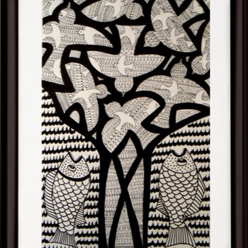 Collages intitulée "arbre-aux-oiseaux.j…" par Jocelyne Chambellan, Œuvre d'art originale