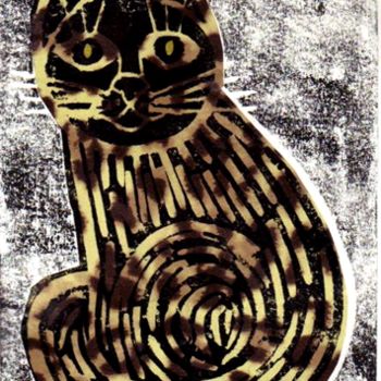 Collages intitulée "chat-panthere" par Jocelyne Chambellan, Œuvre d'art originale, Autre
