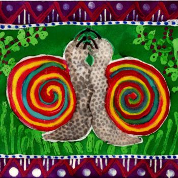 Collagen mit dem Titel "Escargots" von Jocelyne Chambellan, Original-Kunstwerk, Andere