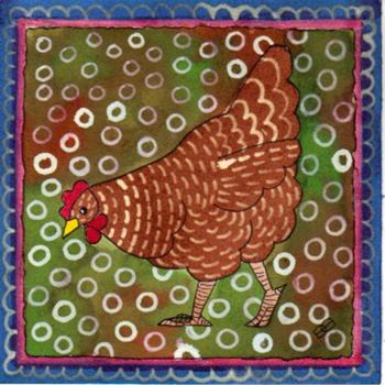 Collagen mit dem Titel "poule" von Jocelyne Chambellan, Original-Kunstwerk, Andere