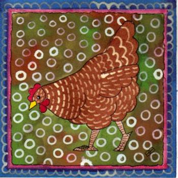 Collages intitulée "poule" par Jocelyne Chambellan, Œuvre d'art originale, Autre