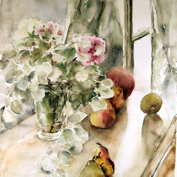Peinture intitulée "Bouquet aux branche…" par Jocelyne Chauveau, Œuvre d'art originale, Huile