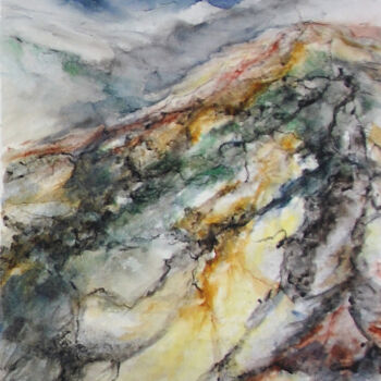 Pintura intitulada "Dune de soufre à La…" por Jocelyne Chauveau, Obras de arte originais, Aquarela