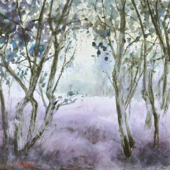 Schilderij getiteld "Dansent les arbres" door Jocelyne Chauveau, Origineel Kunstwerk, Aquarel