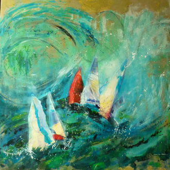 Painting titled "Sun Odyssée" by Lyne Le Grand, Original Artwork, Acrylic