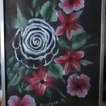 Painting titled "ROSE BLANCHE PENSEE…" by Jocelyne Perrot, Original Artwork, Acrylic