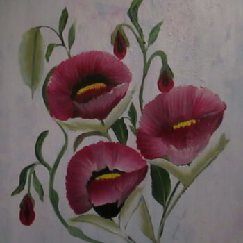 Painting titled "COQUELICOTS TRIO…" by Jocelyne Perrot, Original Artwork, Acrylic