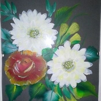 Painting titled "MARGUERITES 59" by Jocelyne Perrot, Original Artwork, Acrylic