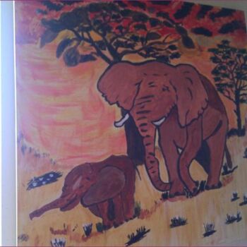 Painting titled "ELEPHANT D AFRIQUE…" by Jocelyne Perrot, Original Artwork, Oil