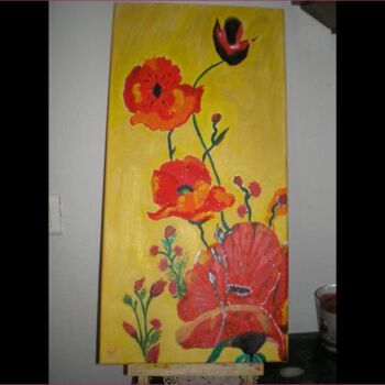 Painting titled "COQUELICOTS" by Jocelyne Perrot, Original Artwork, Oil