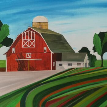 Pintura intitulada "HoHaHo Farm" por Jocelyne Roujansky, Obras de arte originais, Aquarela