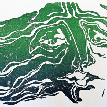 Printmaking titled "Vague à l'âme" by Jocelyne Turgeon, Original Artwork, Linocuts