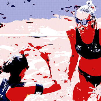 Photography titled "Beach Volleyball" by Jochen Cerny, Original Artwork, Digital Photography Mounted on Other rigid panel