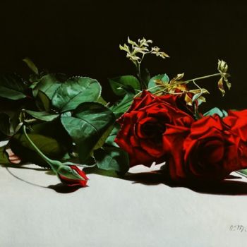 제목이 "As rosas falam"인 미술작품 Osmar Dallabona로, 원작, 기름 나무 들것 프레임에 장착됨