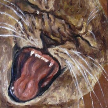 Painting titled "YAWNING CUB" by Joe Johnson, Original Artwork