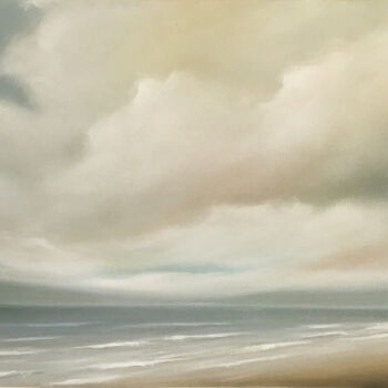Painting titled "The Sea Beyond Our…" by Mullo, Original Artwork, Oil Mounted on Wood Stretcher frame