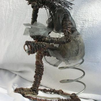 Sculpture titled "Reading" by Joe Big-Big, Original Artwork, Metals