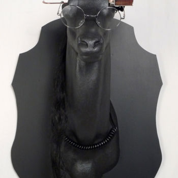 Sculptuur getiteld "Cyberchamois black" door Joël Bassous, Origineel Kunstwerk, Hars
